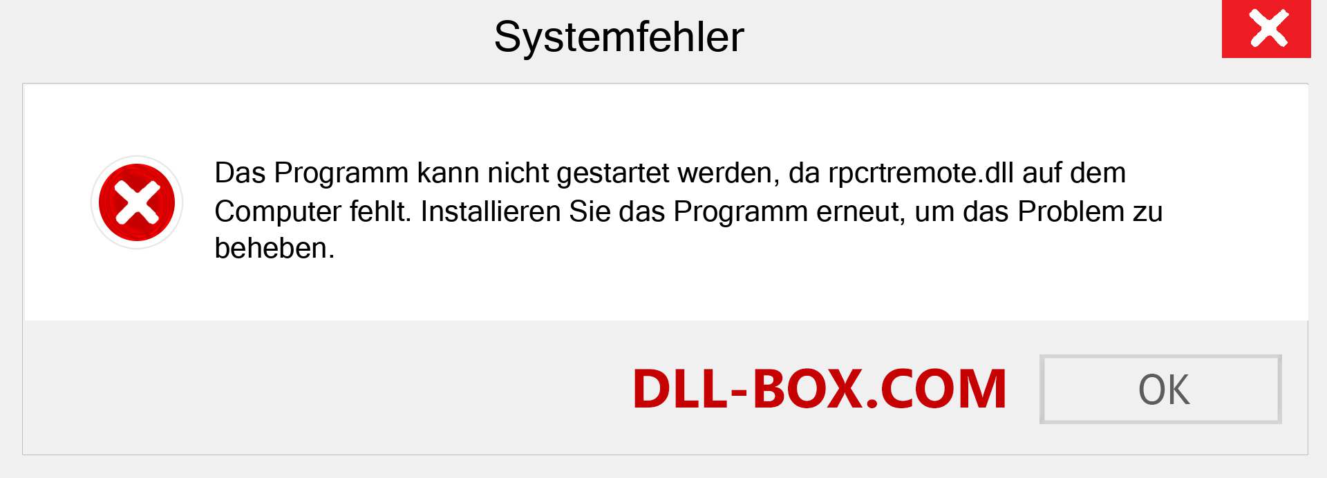 rpcrtremote.dll-Datei fehlt?. Download für Windows 7, 8, 10 - Fix rpcrtremote dll Missing Error unter Windows, Fotos, Bildern